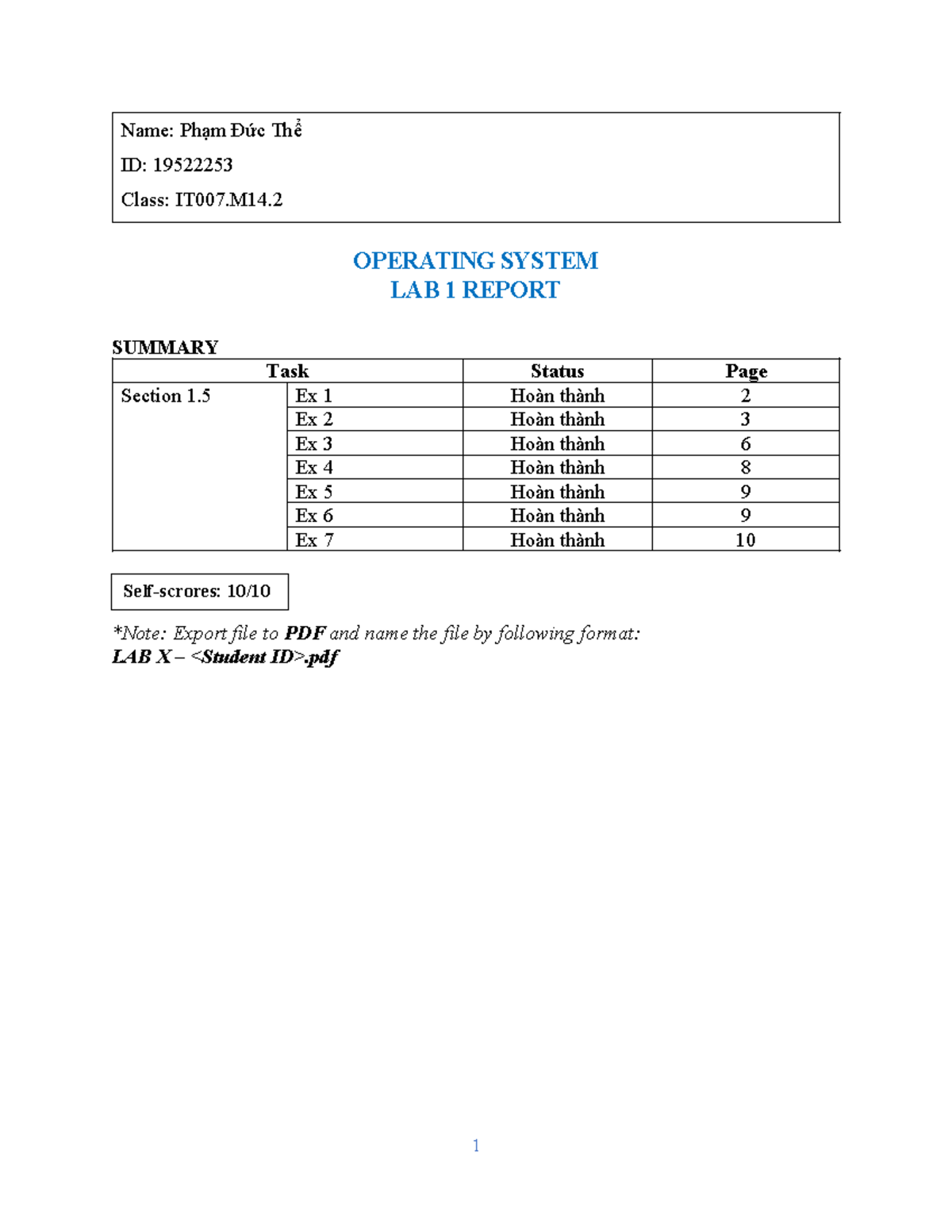 LAB 1 REPORT - IT007.M14.2 OPERATING SYSTEM LAB EXERCISES - Studocu