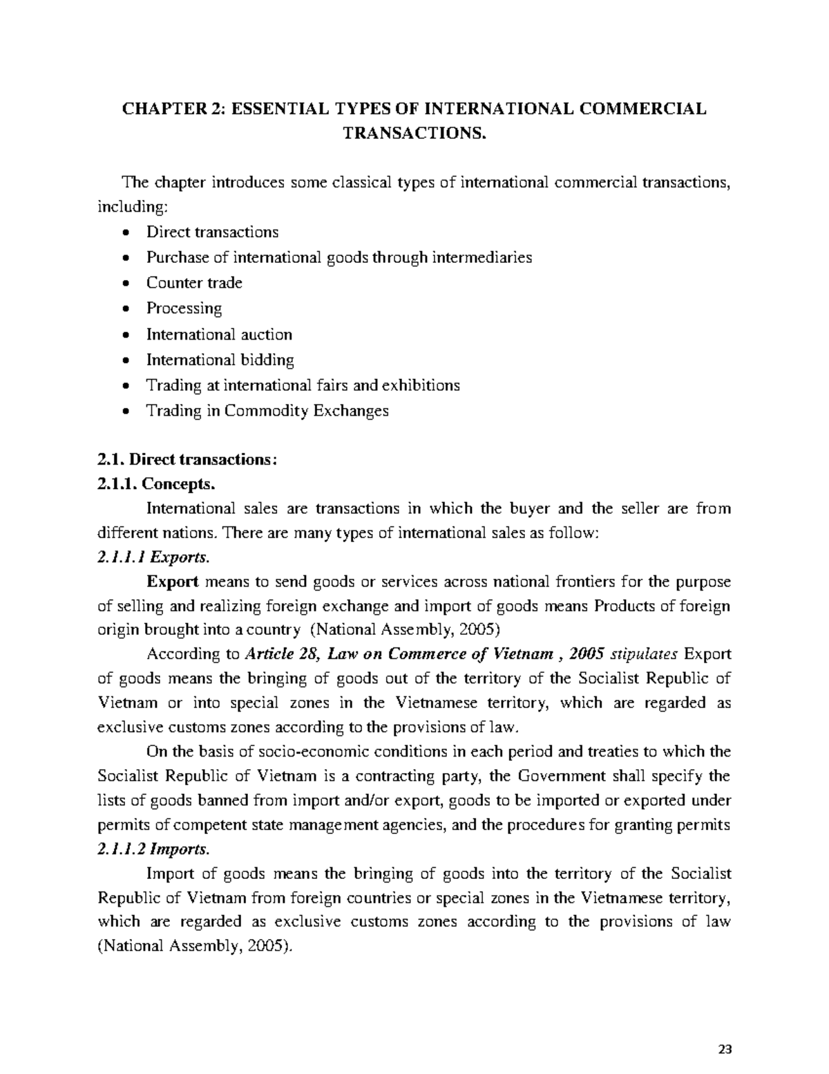 CHAPTER 2: TYPES OF INTERNATIONAL COMMERCIAL TRANSACTIONS (ICT) - Studocu