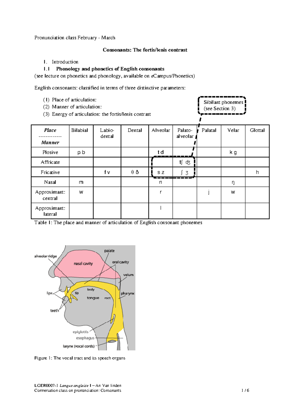 Pronunciation Class: Consonants and Vowel Systems (Langue anglaise I ...