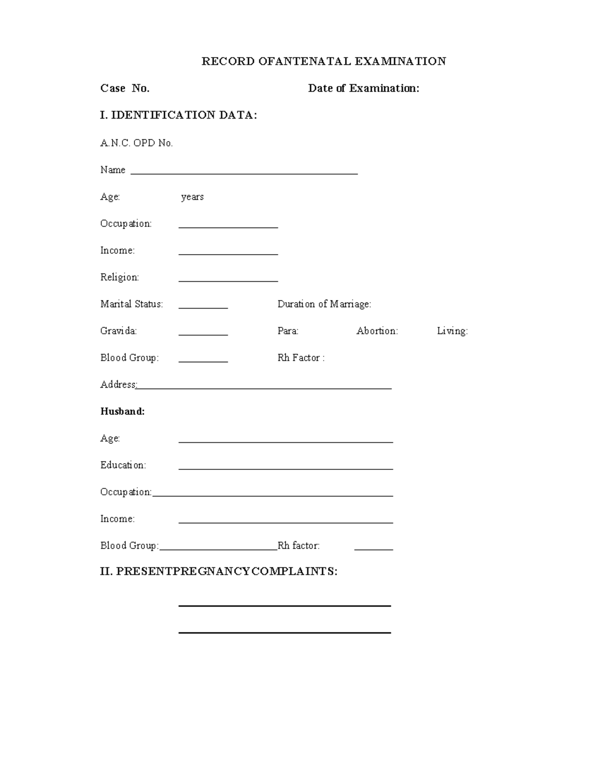 Case Study - Antenatal Examination Record (ANC) - Studocu