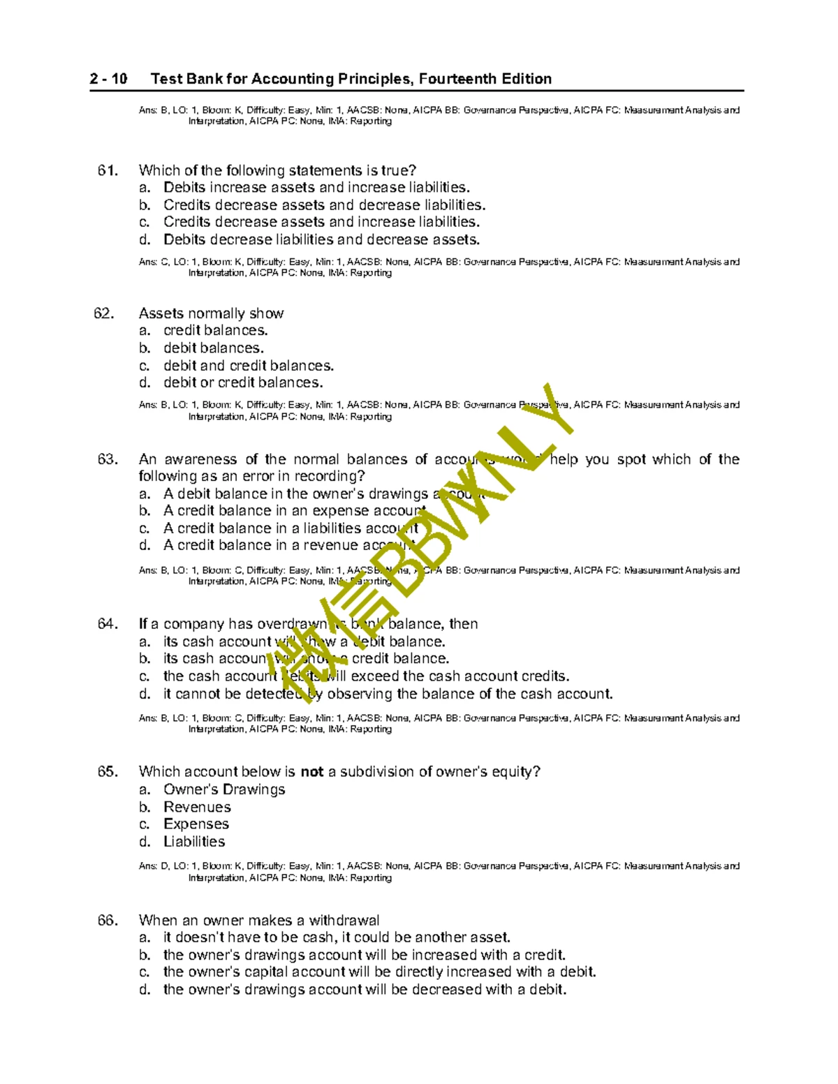 Test Bank for Accounting Principles (14th Ed) - Weygandt TB 113 - Studocu