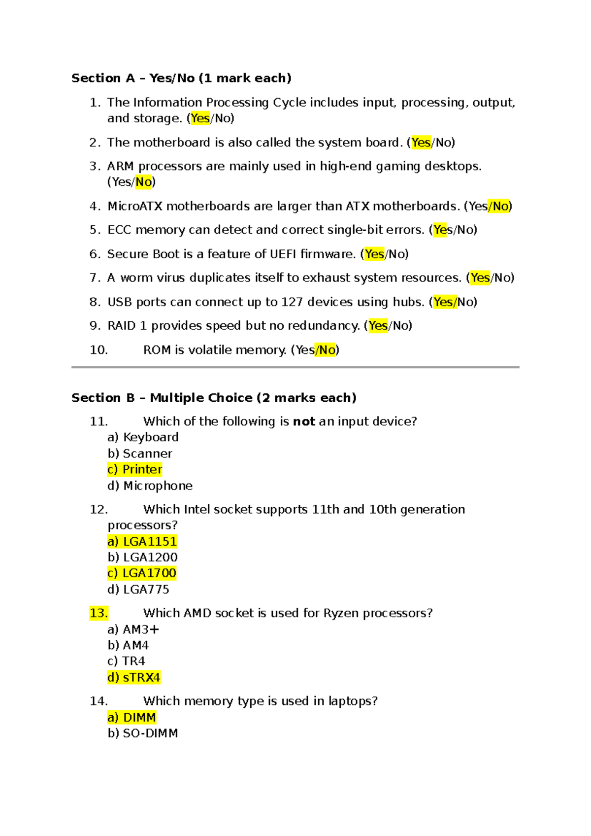 IT 101 - Final Exam Study Guide: Information Processing & Hardware ...