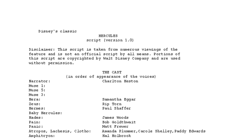 HERCULES Script Analysis (Version 1.0) - Unofficial Adaptation - Studocu