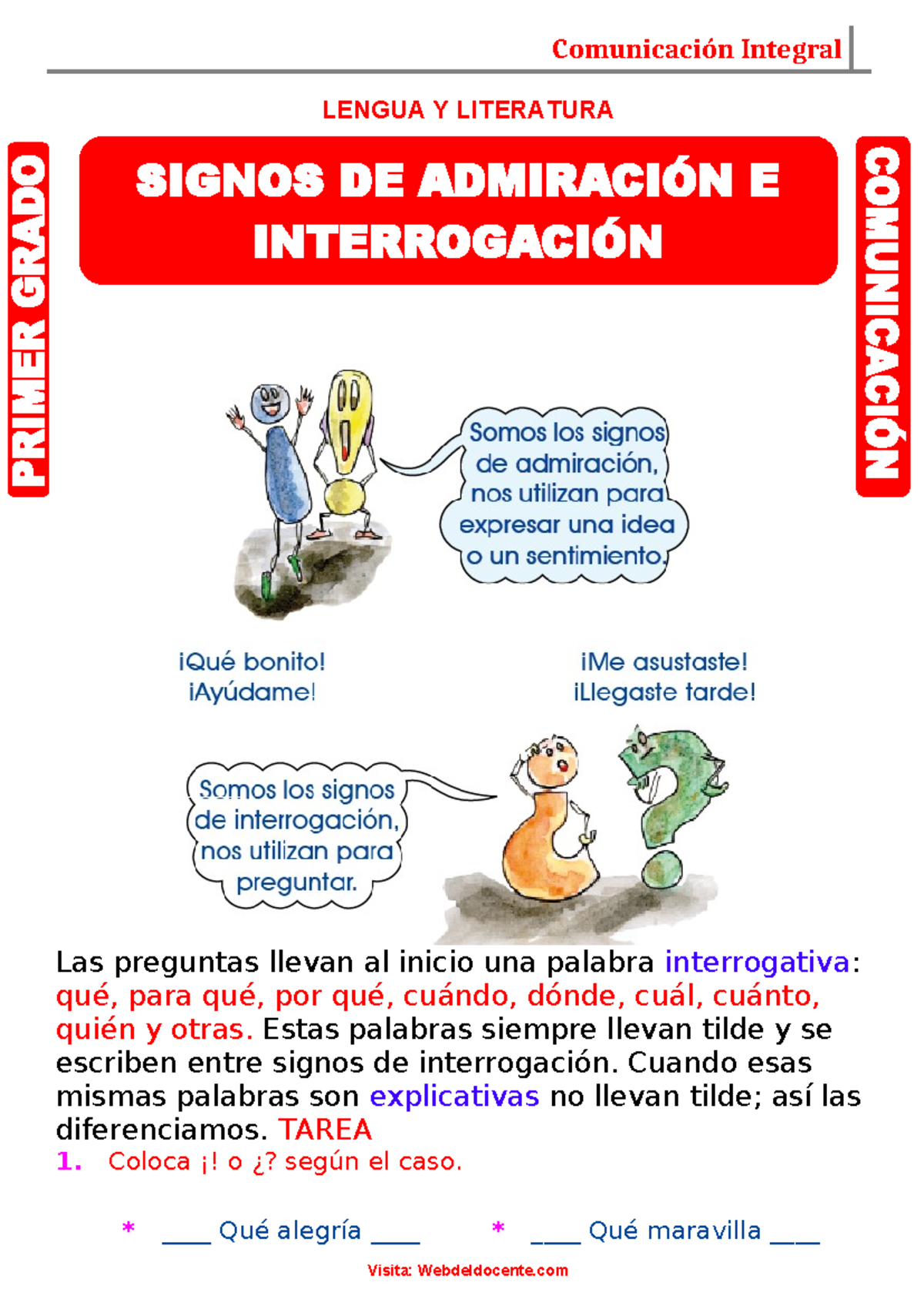 Signos de Admiración e Interrogación - Comunicación Integral 1 ...