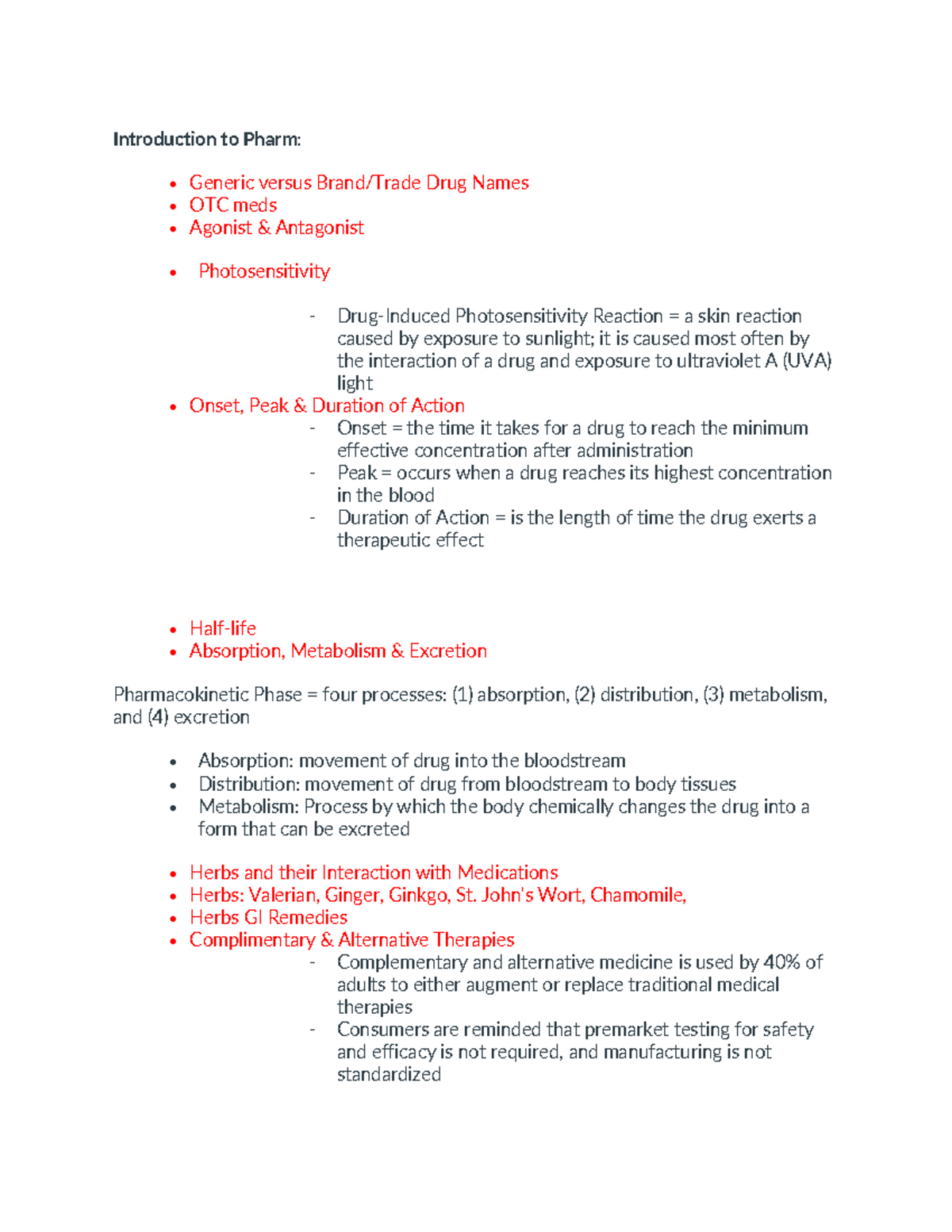 Pharm 101: Exam 1 Notes on Drug Names, Pharmacokinetics & Treatments ...