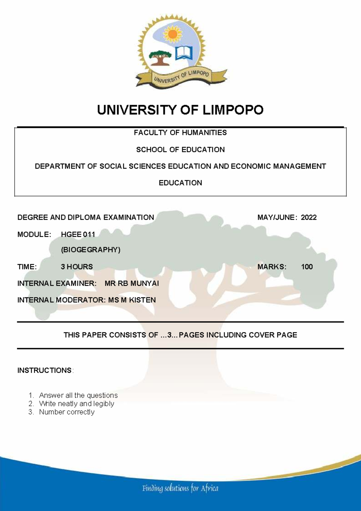 HGEE 011 Biogeography May/June 2022 Final Exam Questions - Studocu
