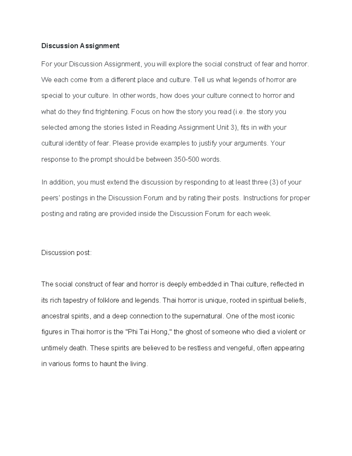 World Literature Discussion assignment Unit 3 - Discussion Assignment ...