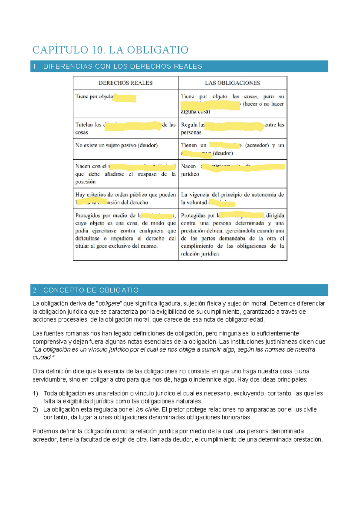 Capítulo 10. LA Obligatio - CAPÍTULO 10. LA OBLIGATIO 1. DIFERENCIAS ...
