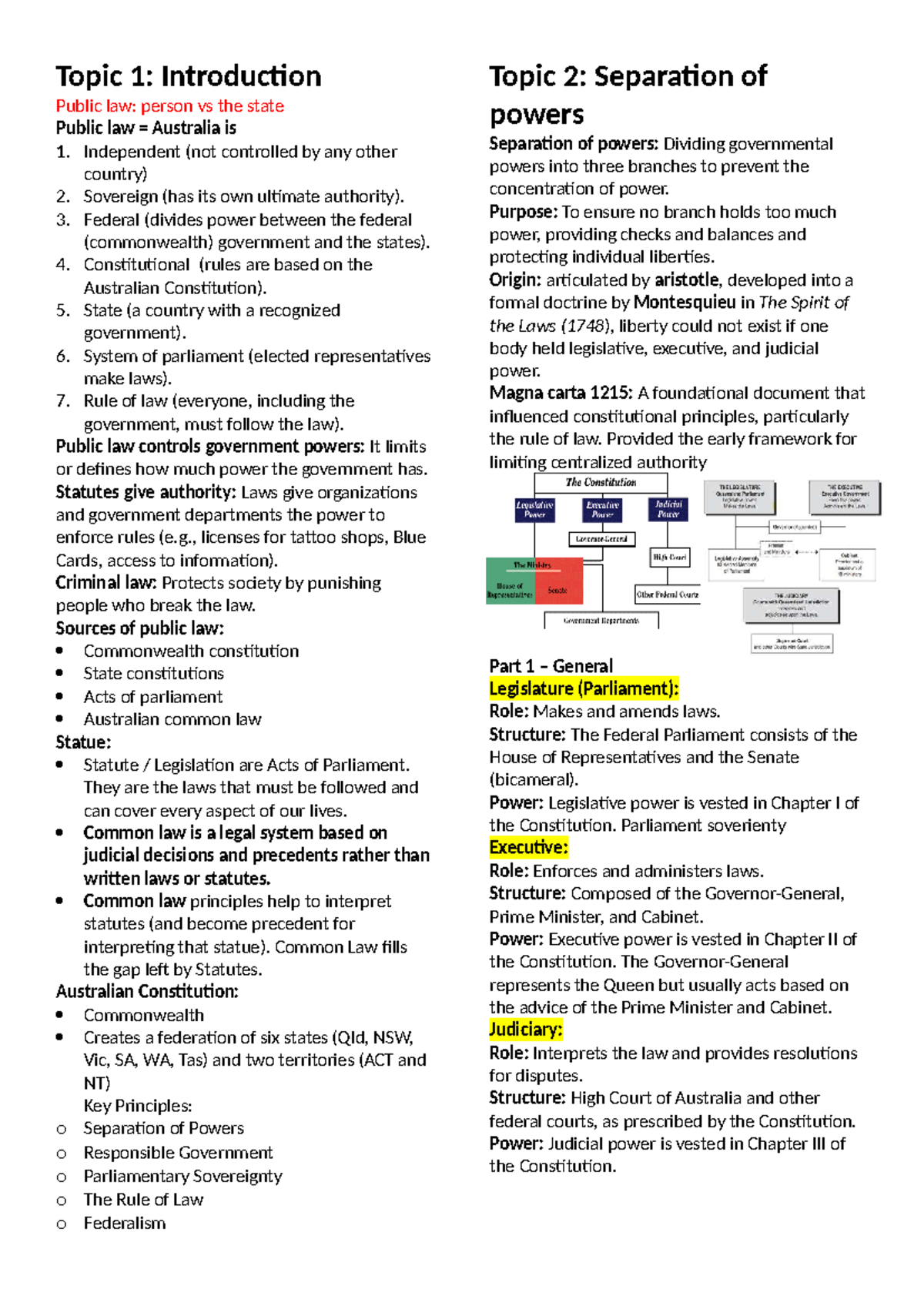 Foundations of Criminal and Public Law Notes (LAW101) - Studocu