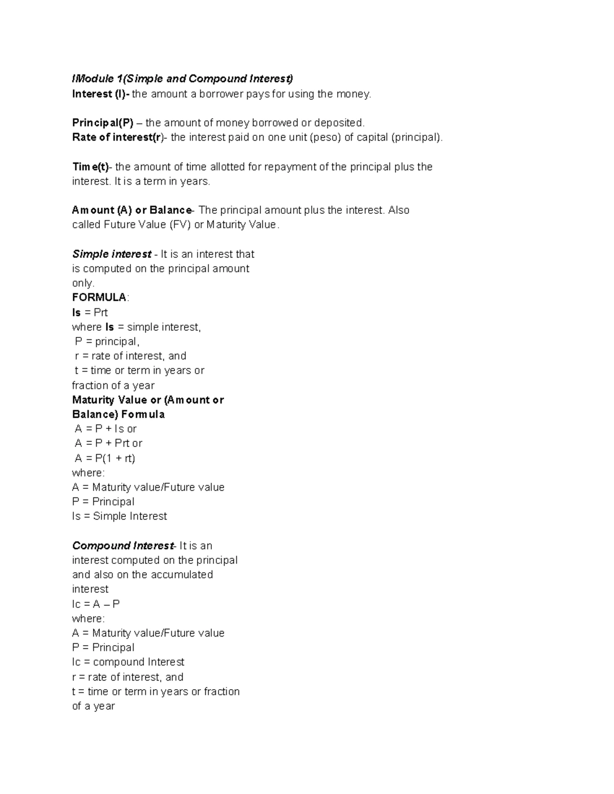 GENMATH FORMULAS & KEY CONCEPTS FOR FINAL EXAM PREP - Studocu