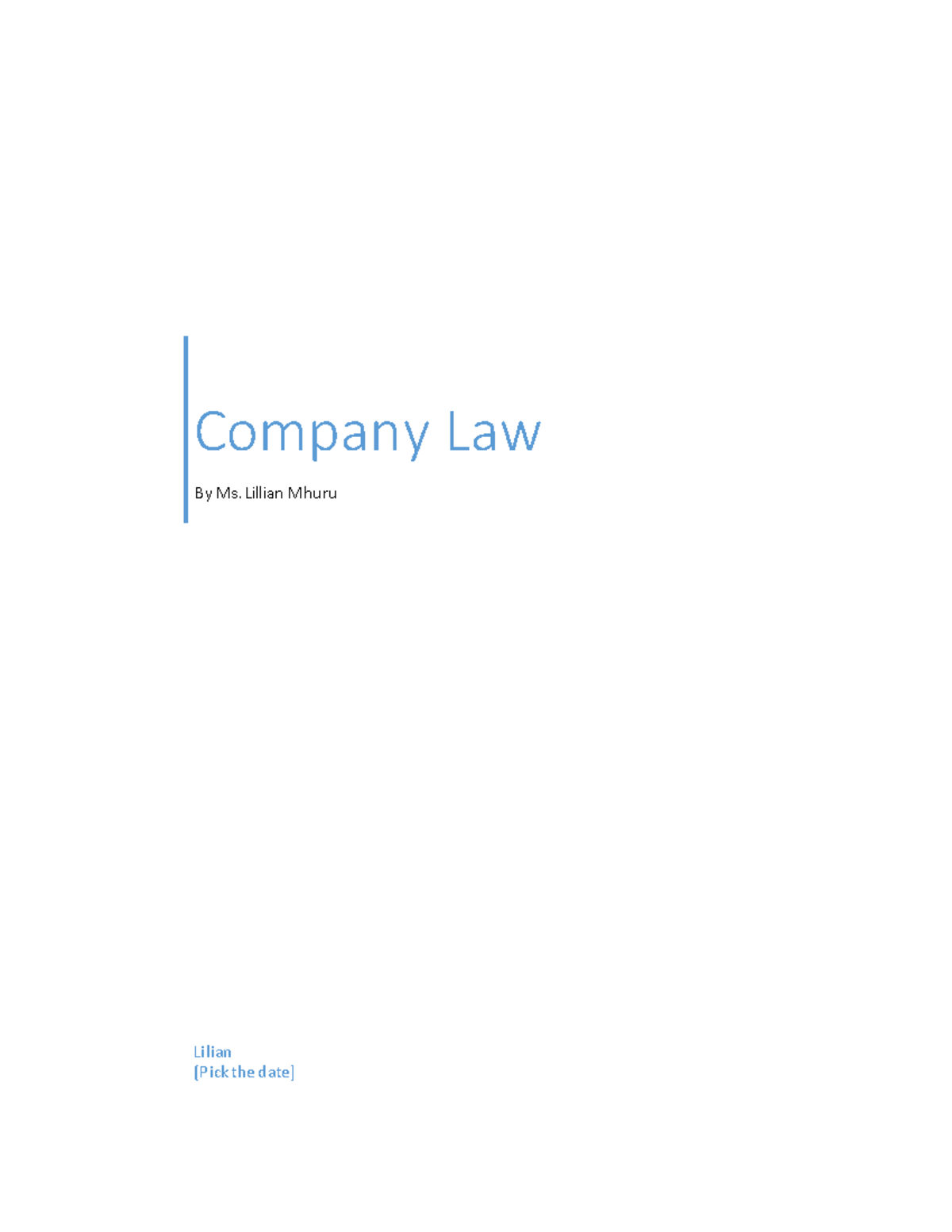 Company Law Overview: Key Concepts and Business Structures - Studocu