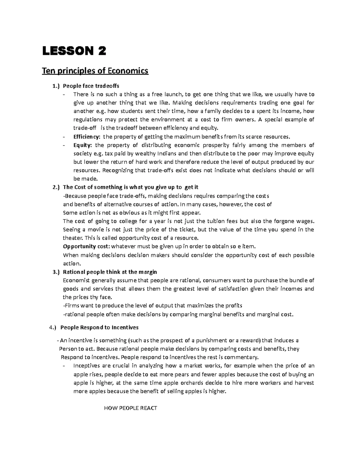 Lesson 2 - Key Principles of Economics Explained - Studocu