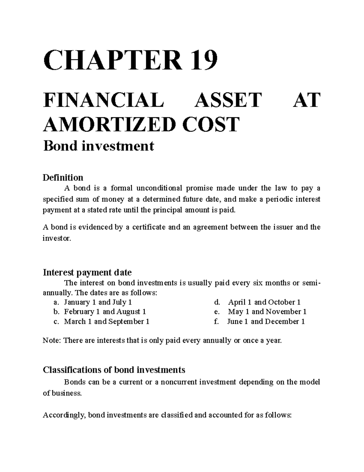 Chapter 19: Financial Assets at Amortized Cost and Bond Investments ...
