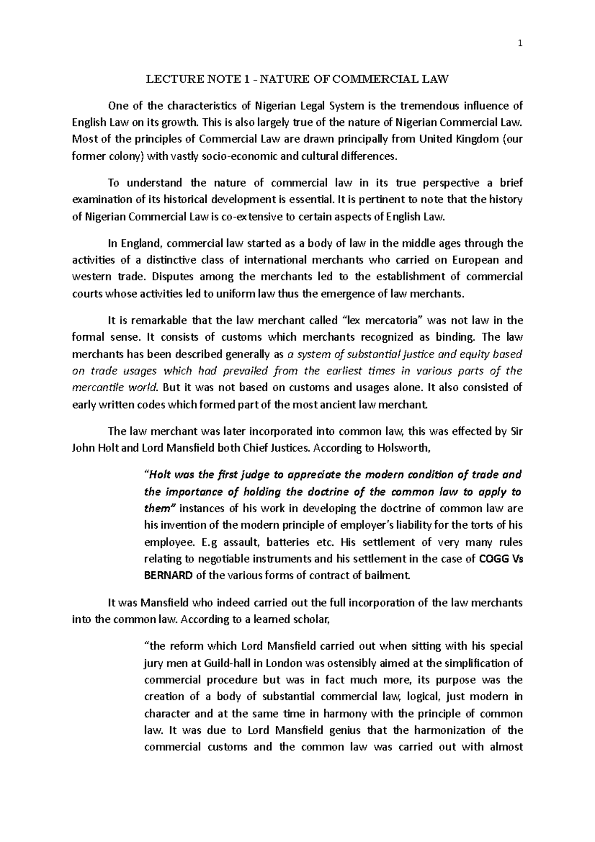 Commercial Law - Lecture Notes on Nature of Agency & Transactions - Studocu