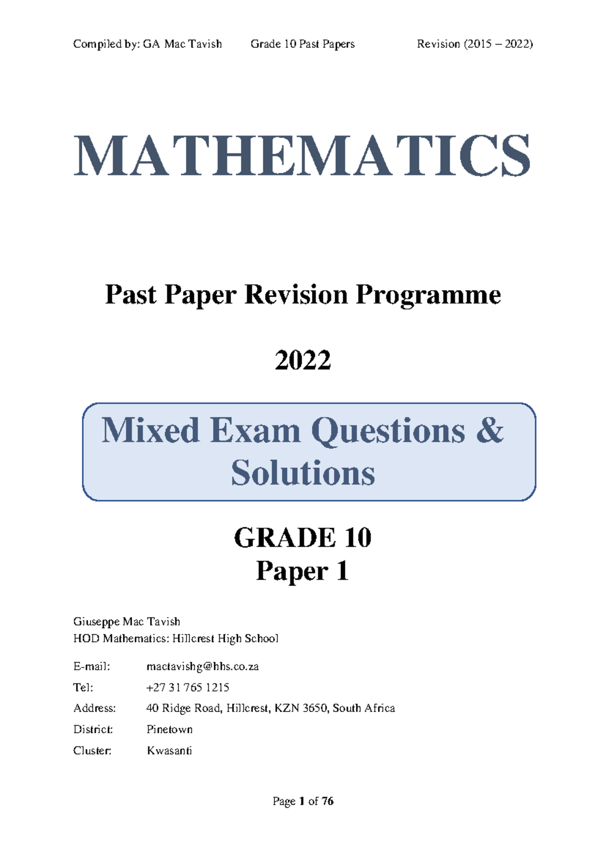 grade-10-mathematics-past-papers-revision-2015-2022-by-ga-mac-tavish