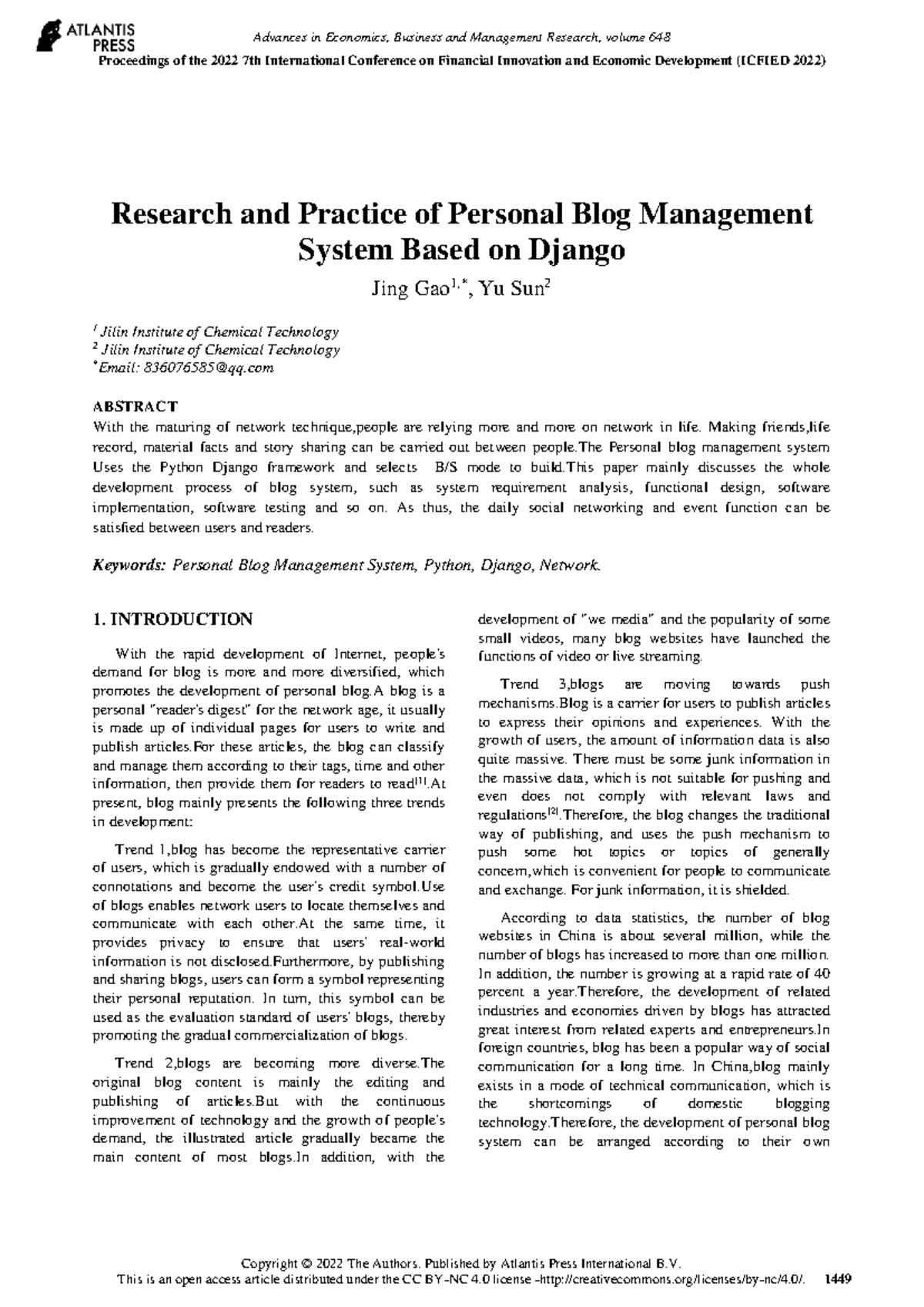 Research and Practice of Personal Blog Management with Django - Studocu