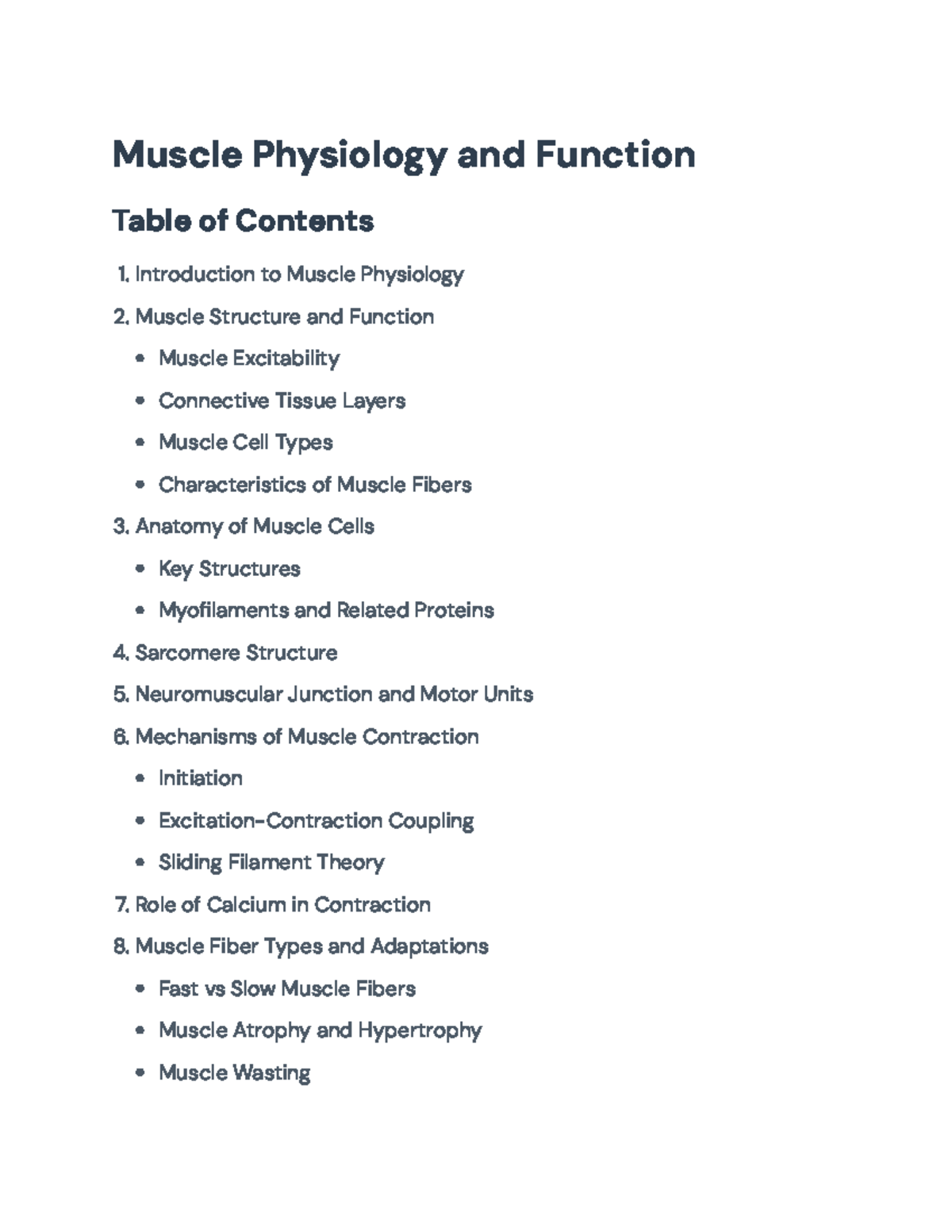 Muscle Physiology and Function: An Overview of Key Concepts - Muscle ...