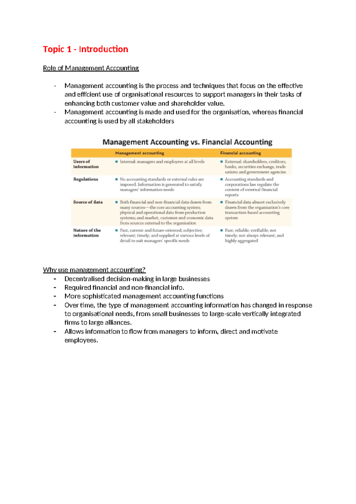 Management Accounting Principles & Performance Measurement Notes (IDC ...