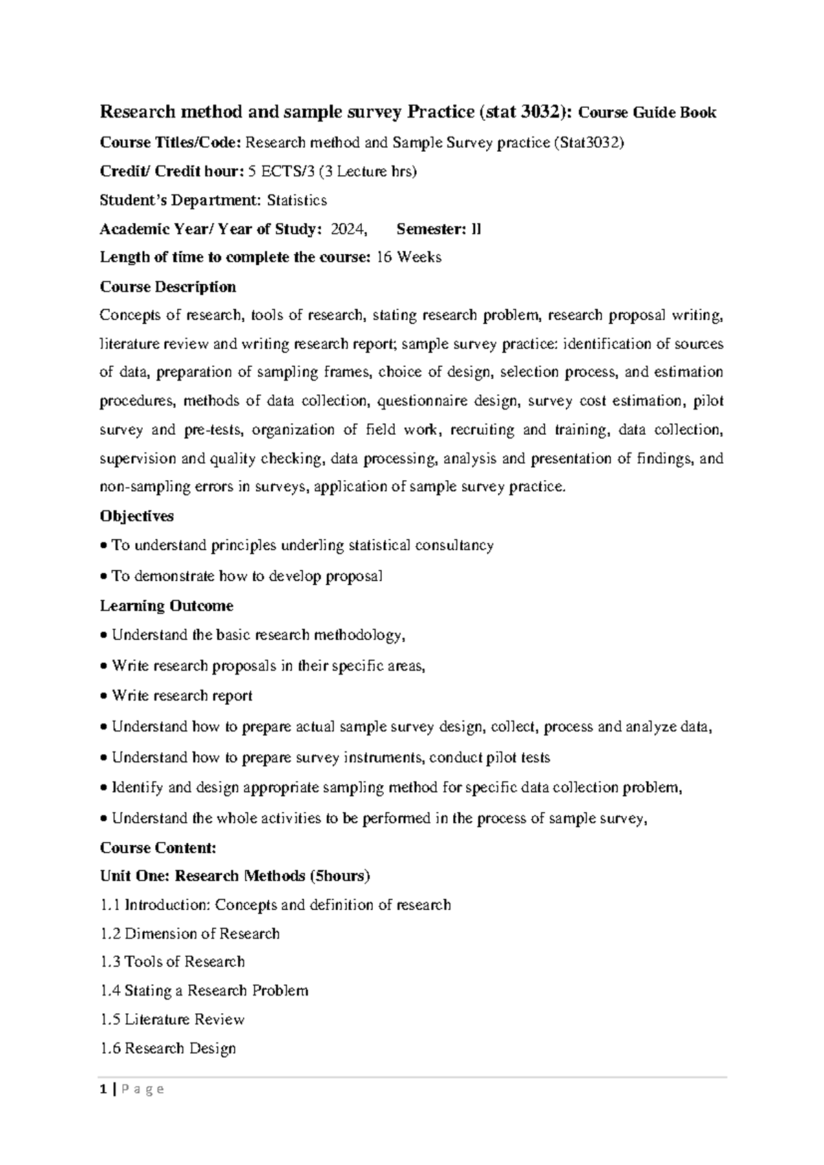 Course guide book - Sampling Practice Hand out.pdf - Research method ...