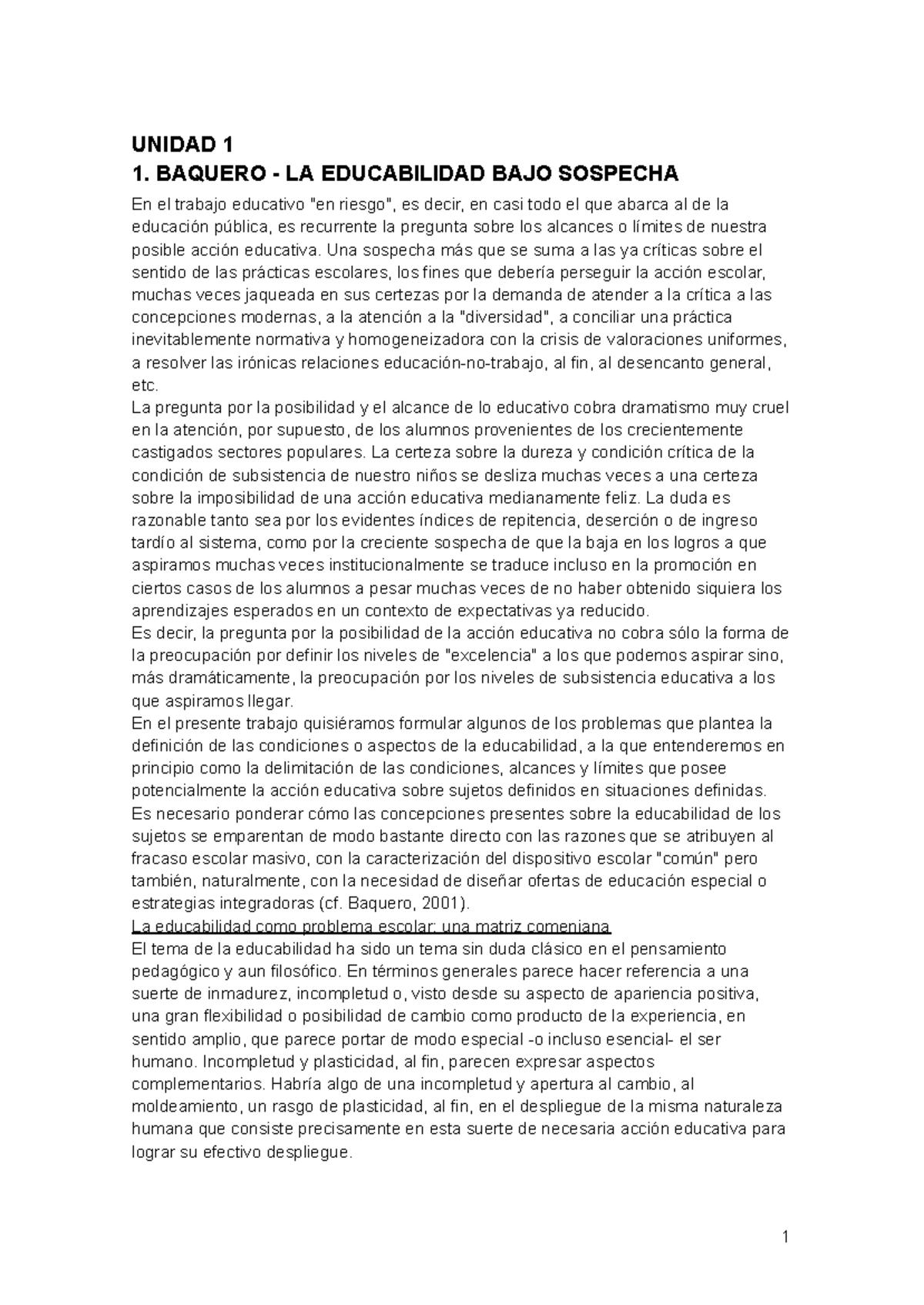 1er Parcial Educacional: La Educabilidad y sus Desafíos en la Educación ...