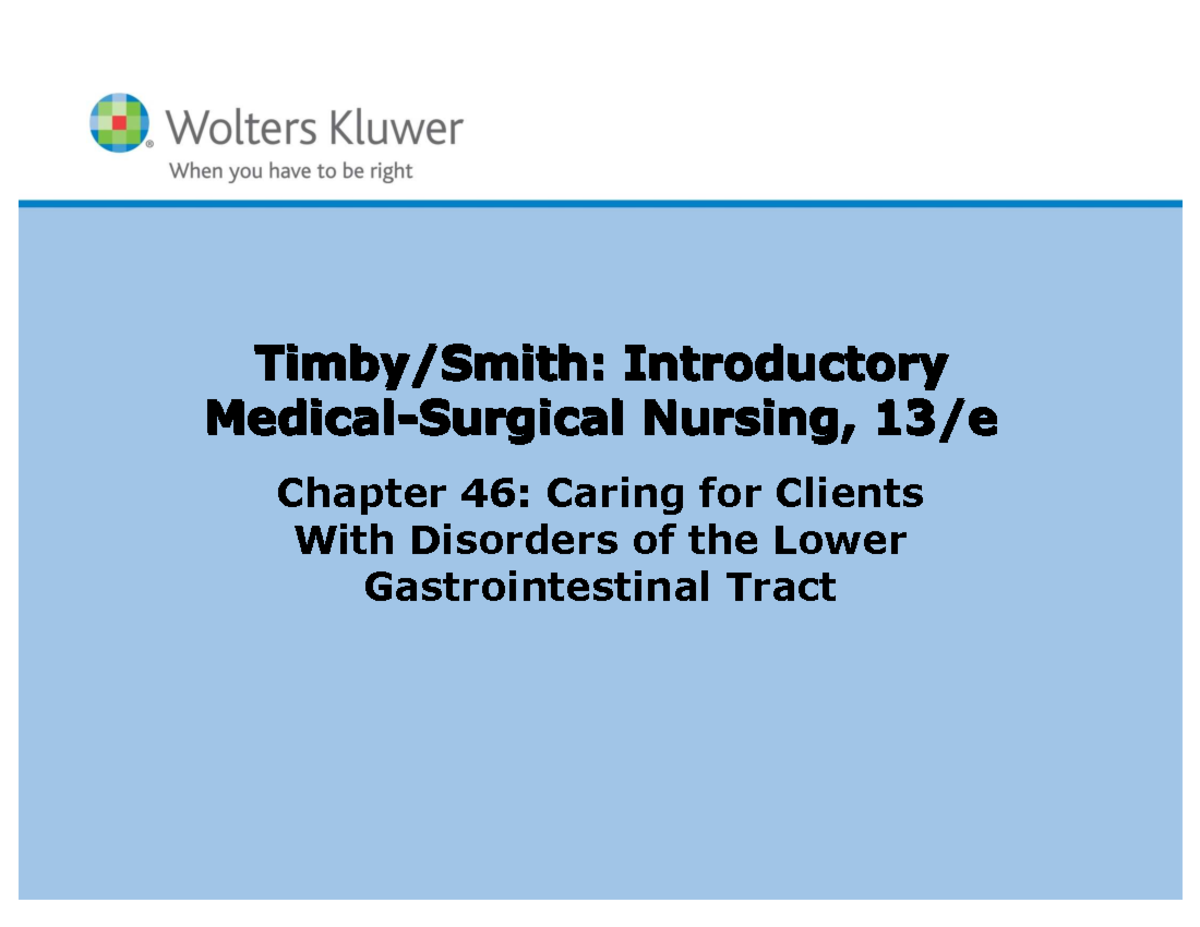 Final Exam Study Notes: Lower GI Tract Disorders (Nursing) - Studocu