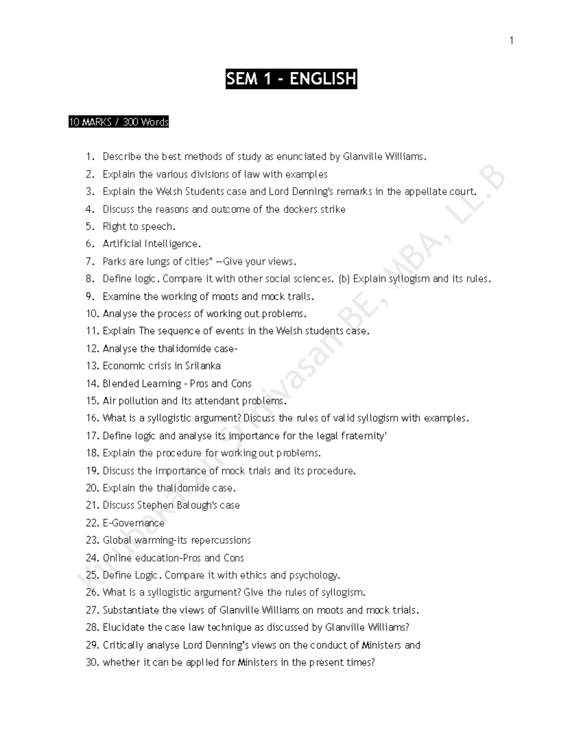 NA SEM 1 - English: Key Questions on Law, Language, and Learning - Studocu