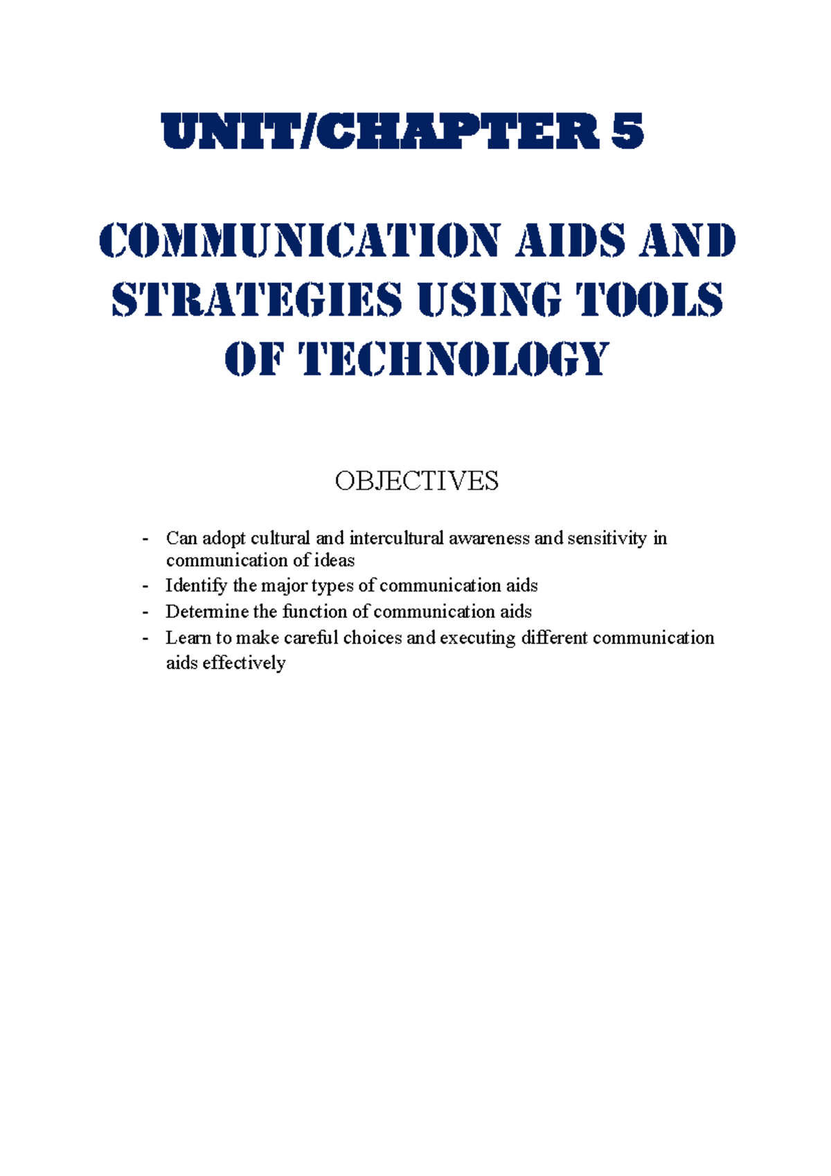 COMM 101: Communication Aids & Strategies Using Technology - Studocu