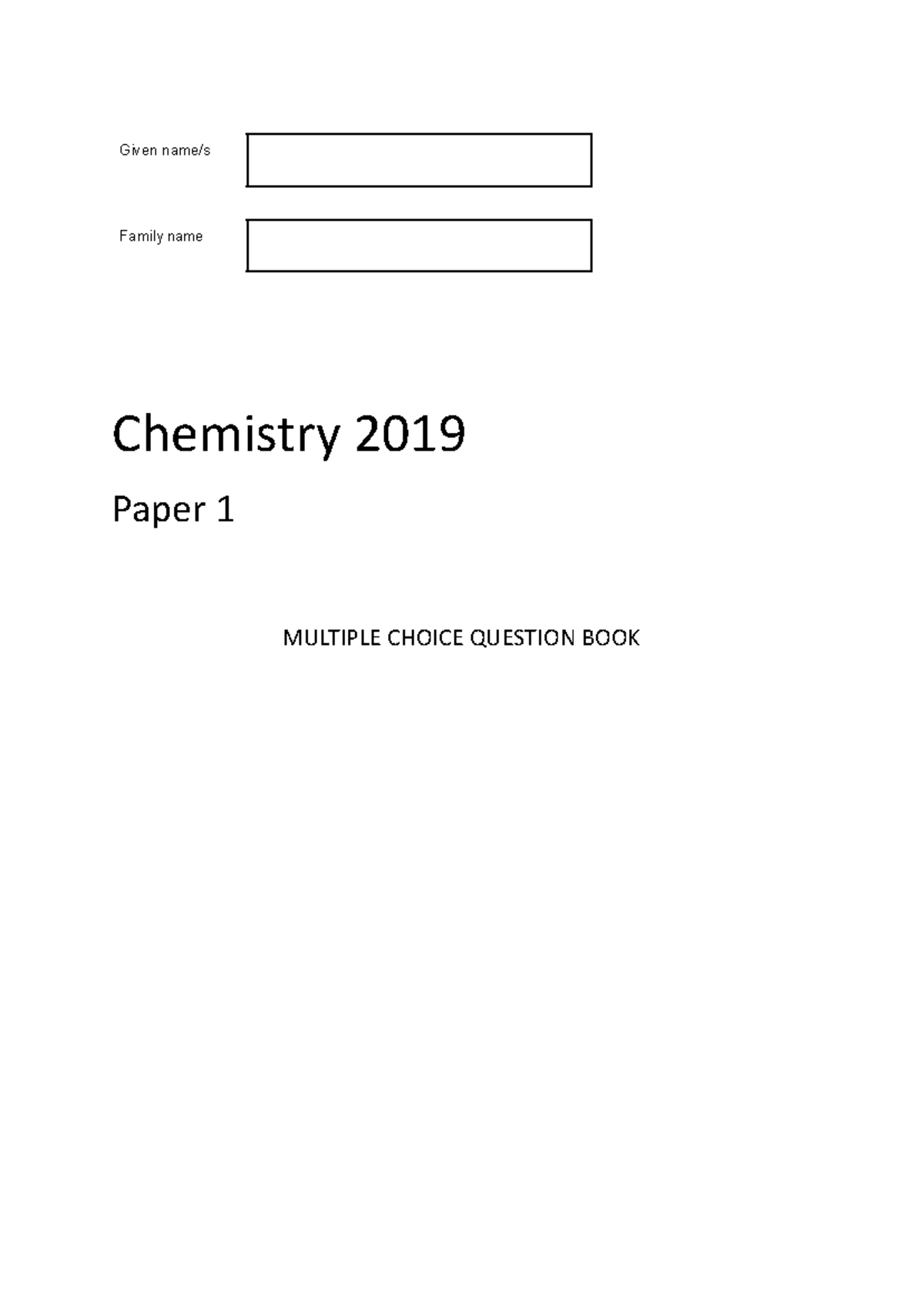 FIA4 Chemistry 2019 - Practice Multiple Choice & Short Answer Exam ...