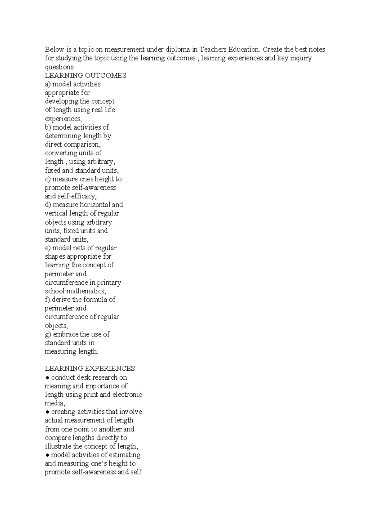DPTE 101: Comprehensive Study Notes on Measurement in Primary Education ...