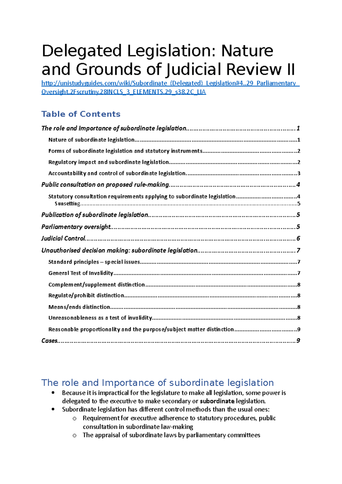 Judicial Review II: Understanding Subordinate Legislation and Its ...