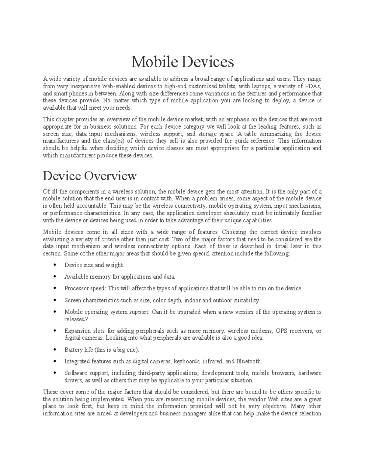 Mobile Devices Unit 1: Overview and Key Features for M-Business - Studocu