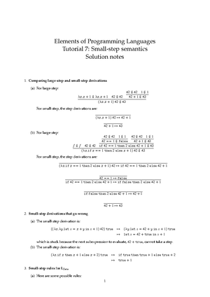Tutorial solution 6 - Elements of Programming Languages Tutorial 6 ...