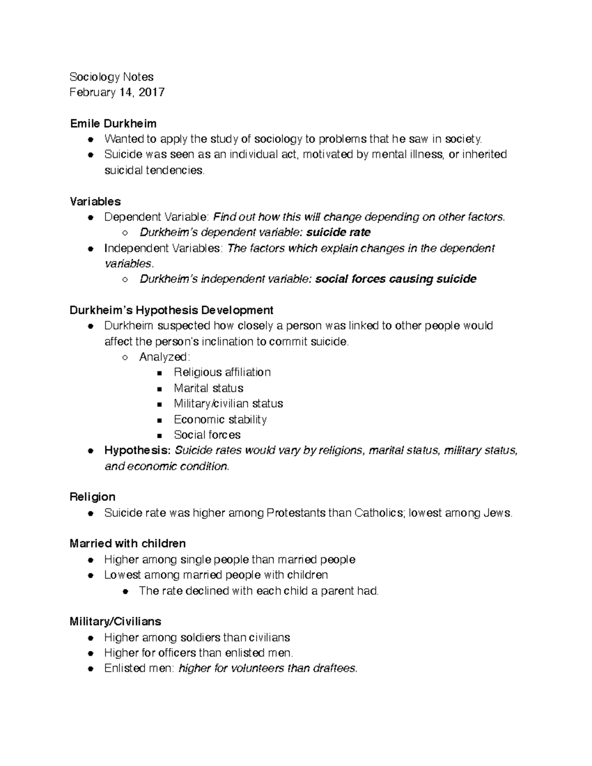 Sociology Notes (2/14/2017 & 2/15/2017 ) - Sociology Notes February 14 ...