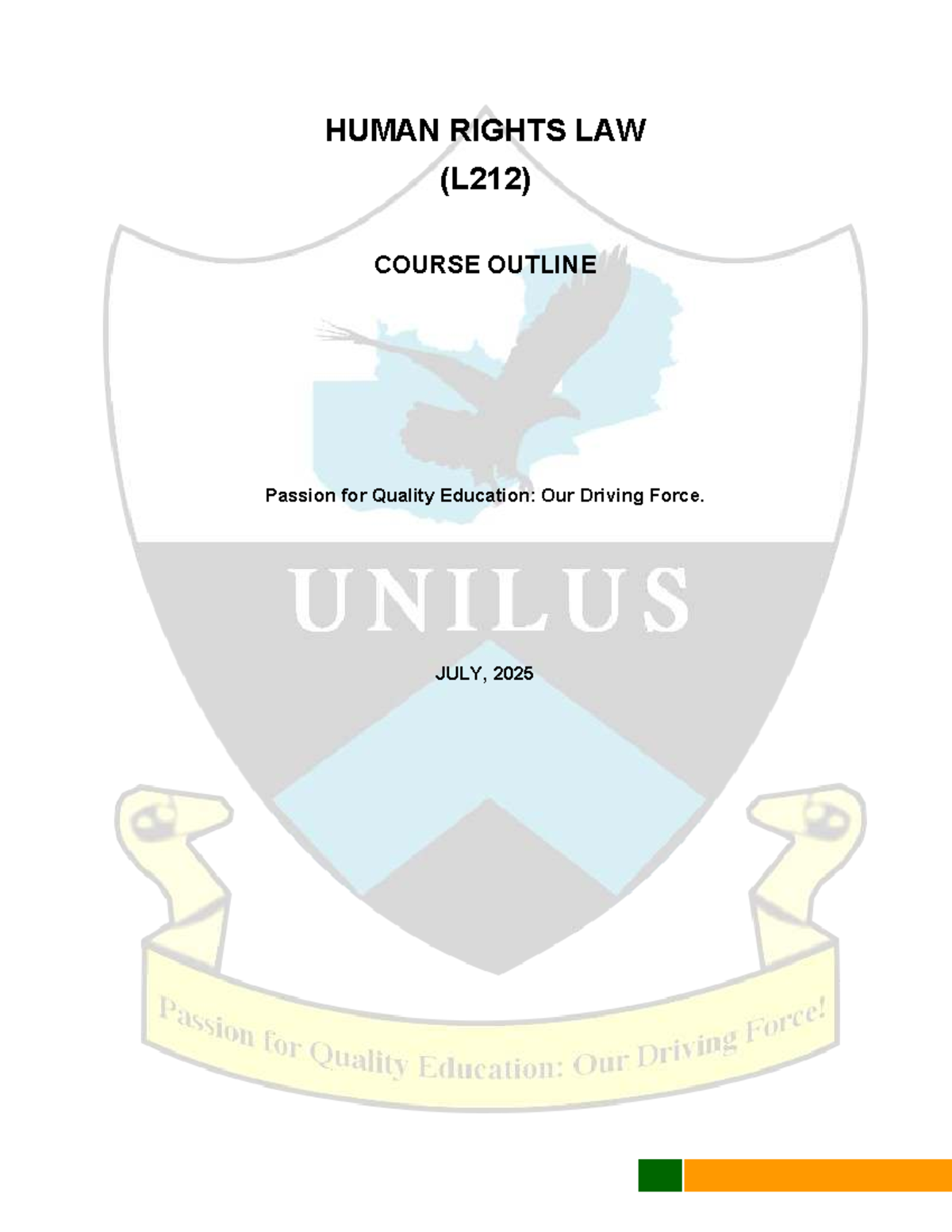Human Rights Law (L212) Course Outline - July 2025 - Studocu