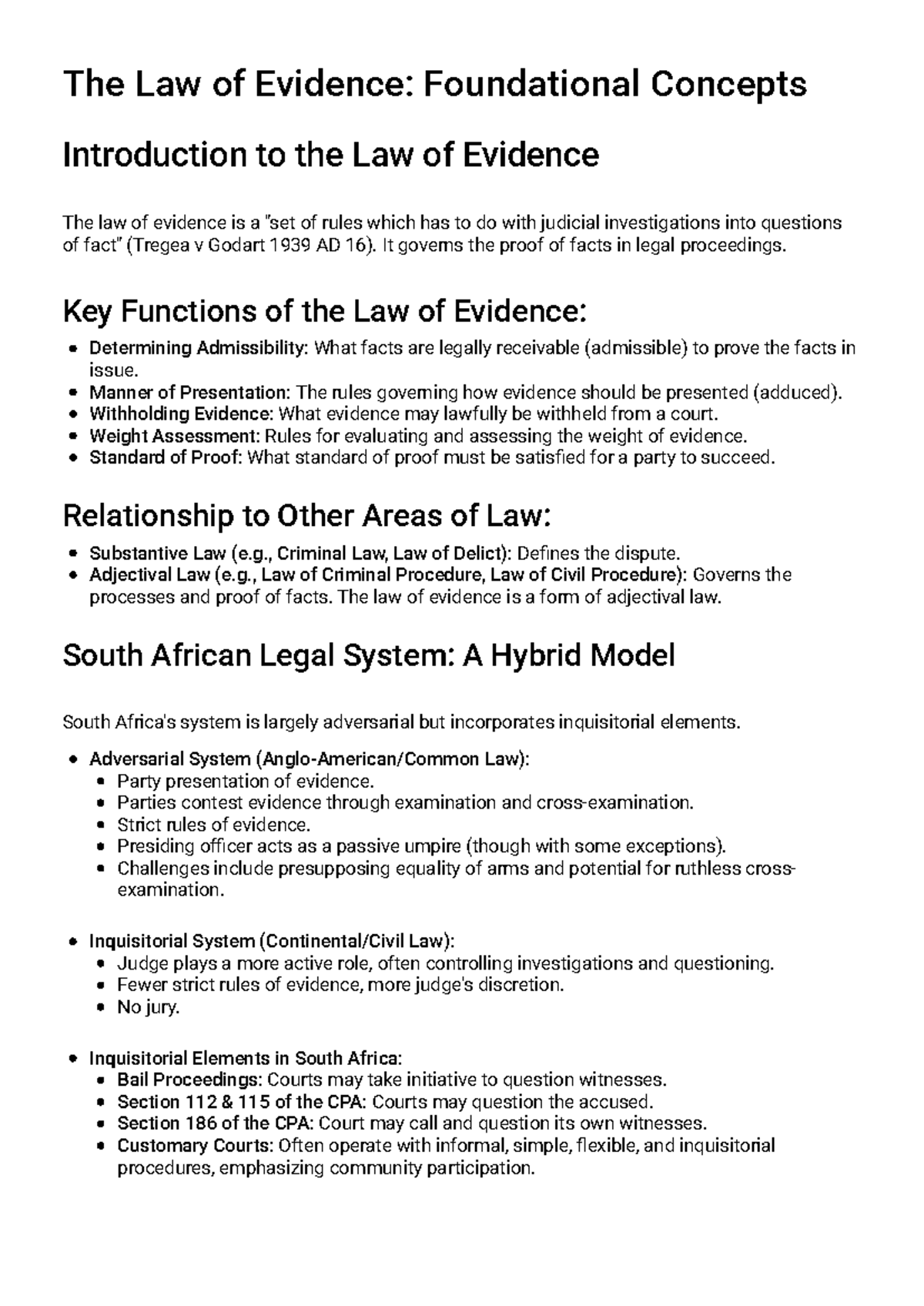 Unit 1 Study Guide: Key Concepts in Law of Evidence - Studocu