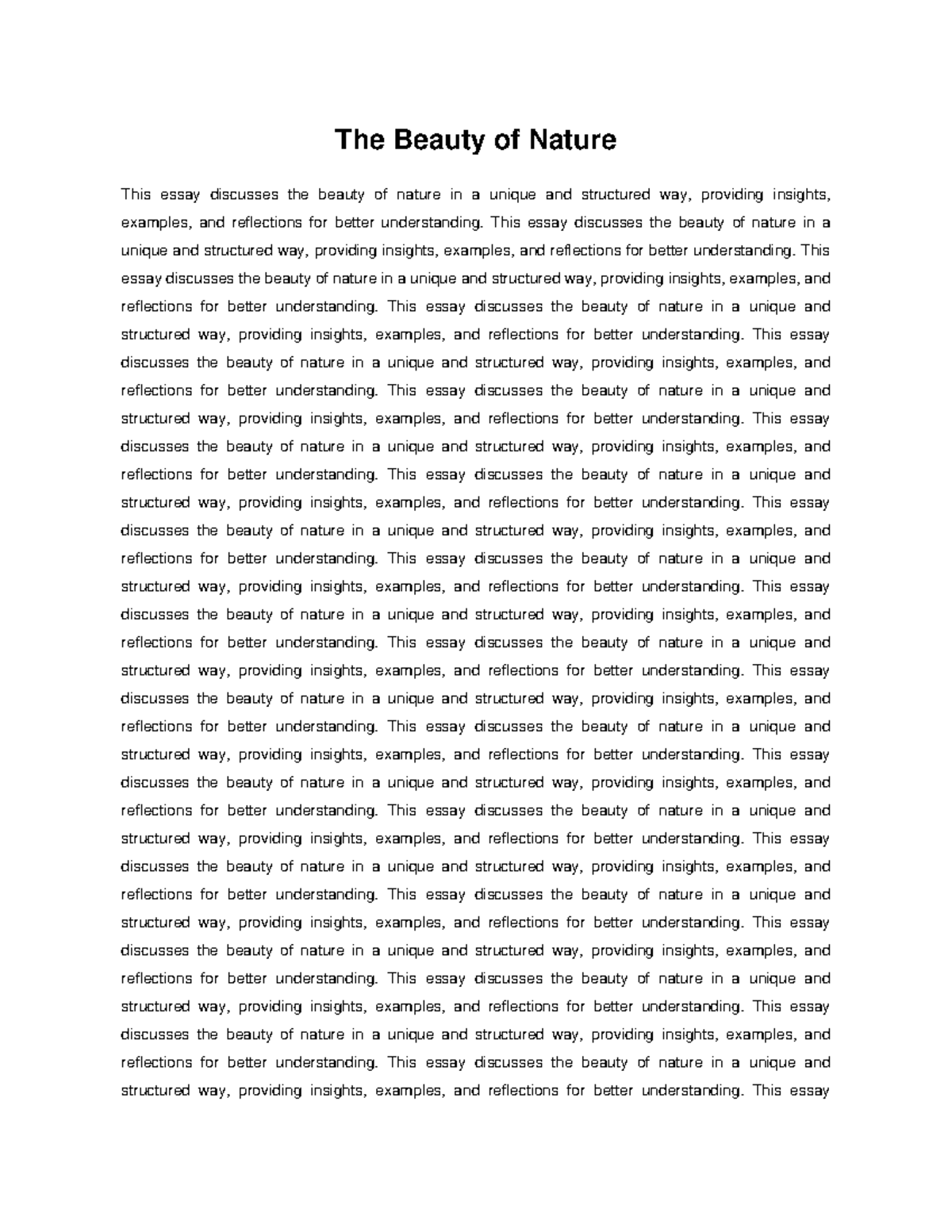 The Beauty of Nature: Insights and Reflections on Our World - Studocu