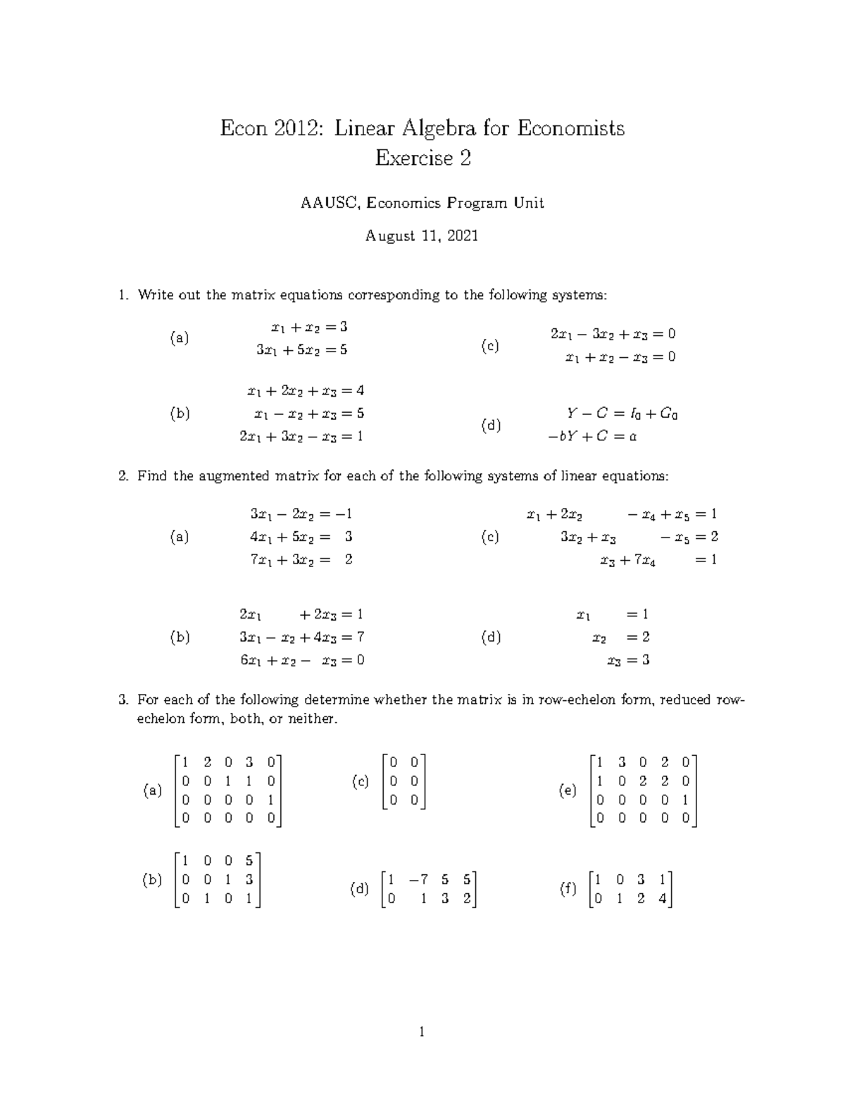 Econ 2012 Exercise-2 - practical exercises to improve maths skill ...