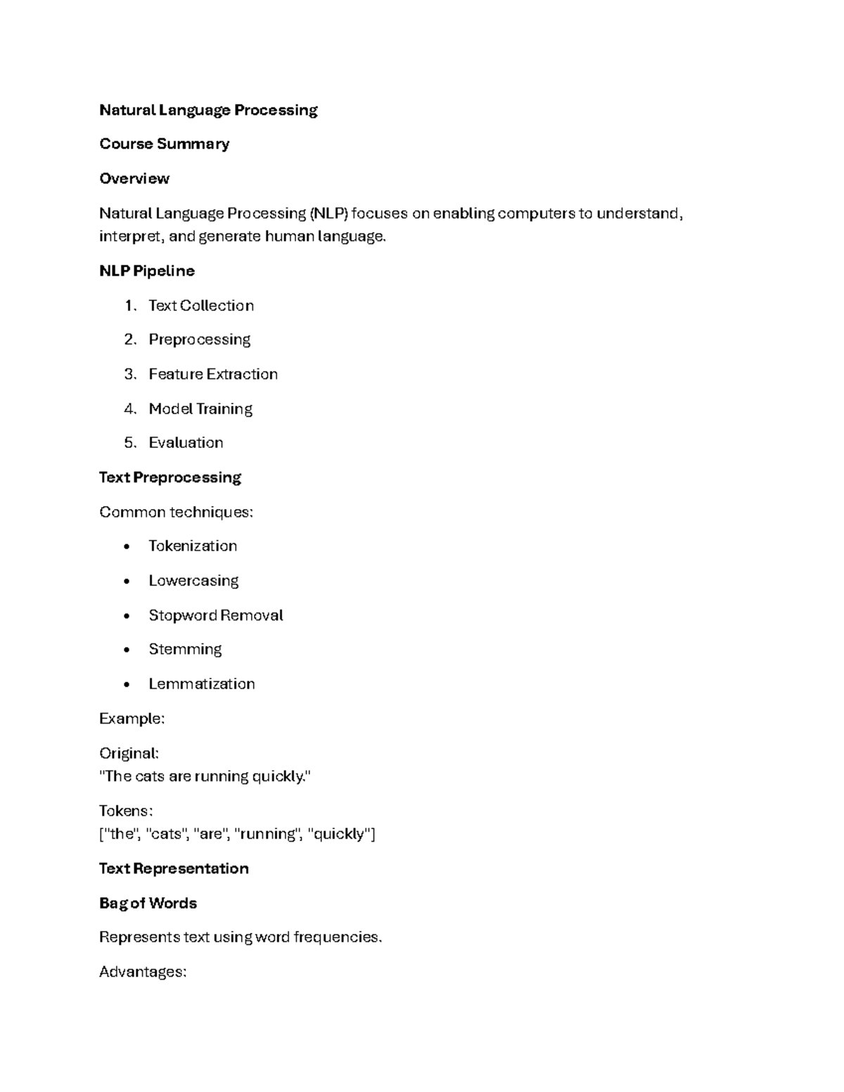 NLP 101: Lecture Notes on Natural Language Processing Overview - Studocu