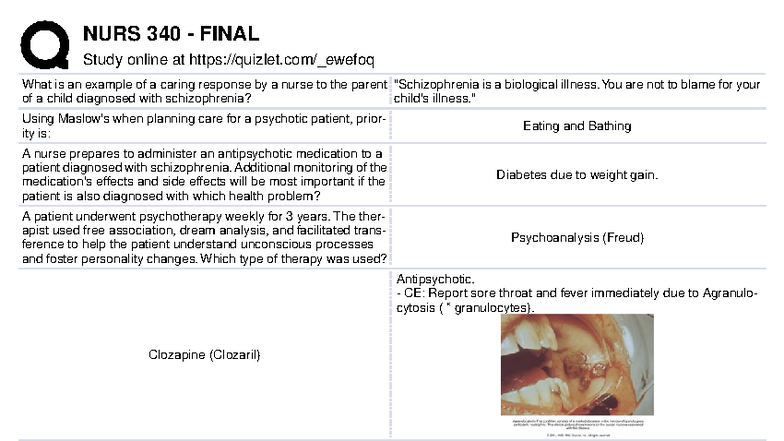 NURS 340 FINAL Exam Study Guide: Key Concepts in Mental Health Care ...