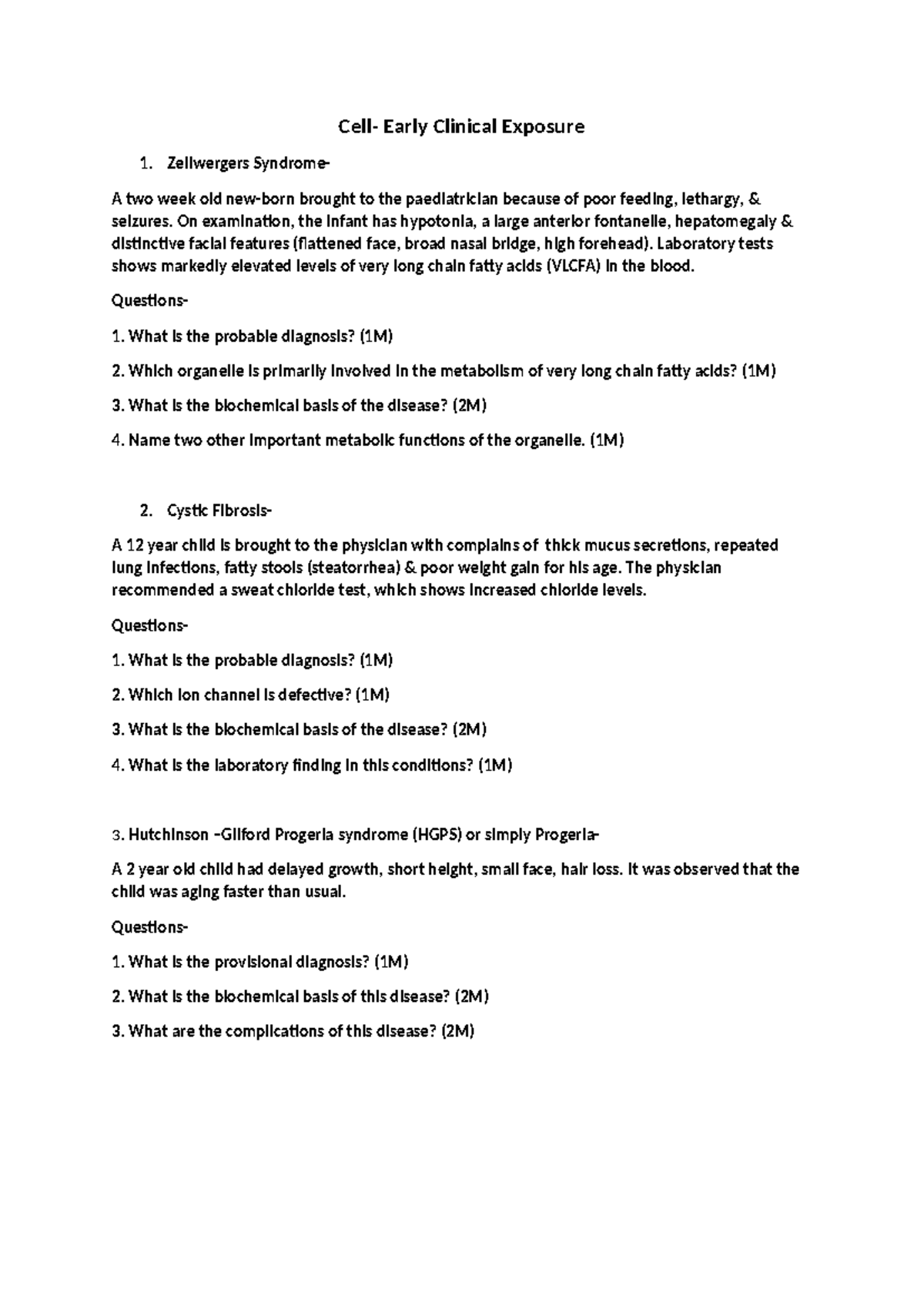Cell Case Studies: Early Clinical Exposure on Zellweger & Cystic ...