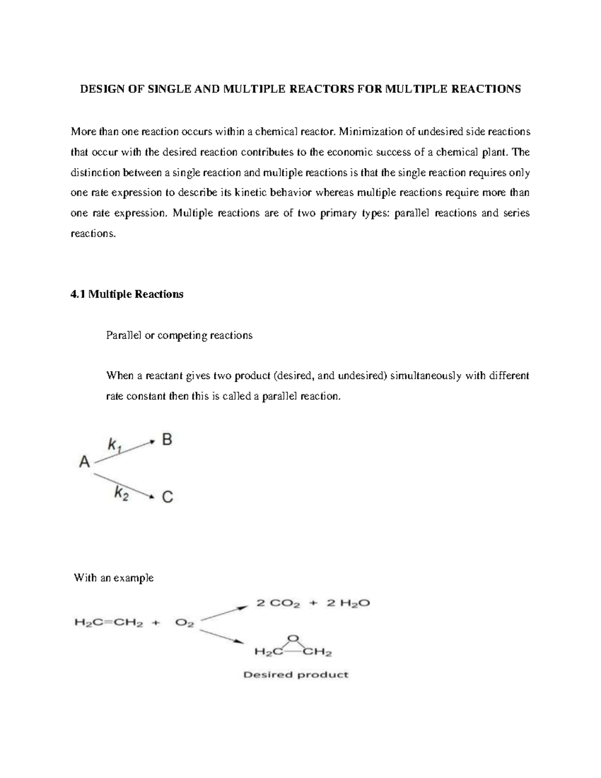 Design of Single & Multiple Reactors for Multi-Reactions Notes - Studocu