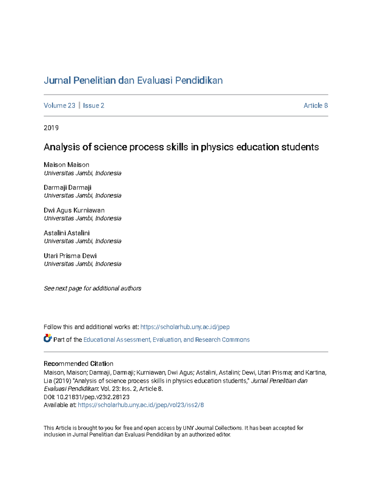 Analysis of Science Process Skills in Physics Education Students ...