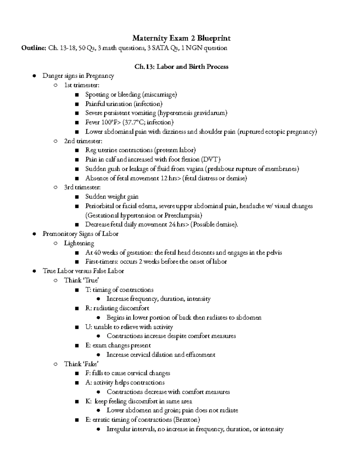 NURS 367 Summer 2024 Final Exam Blueprint: Content Overview and ...