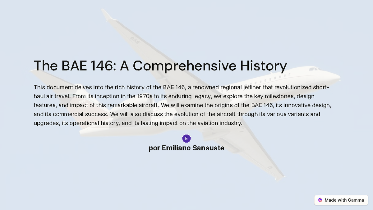 The BAE 146 A Comprehensive History - The BAE 146: A Comprehensive ...