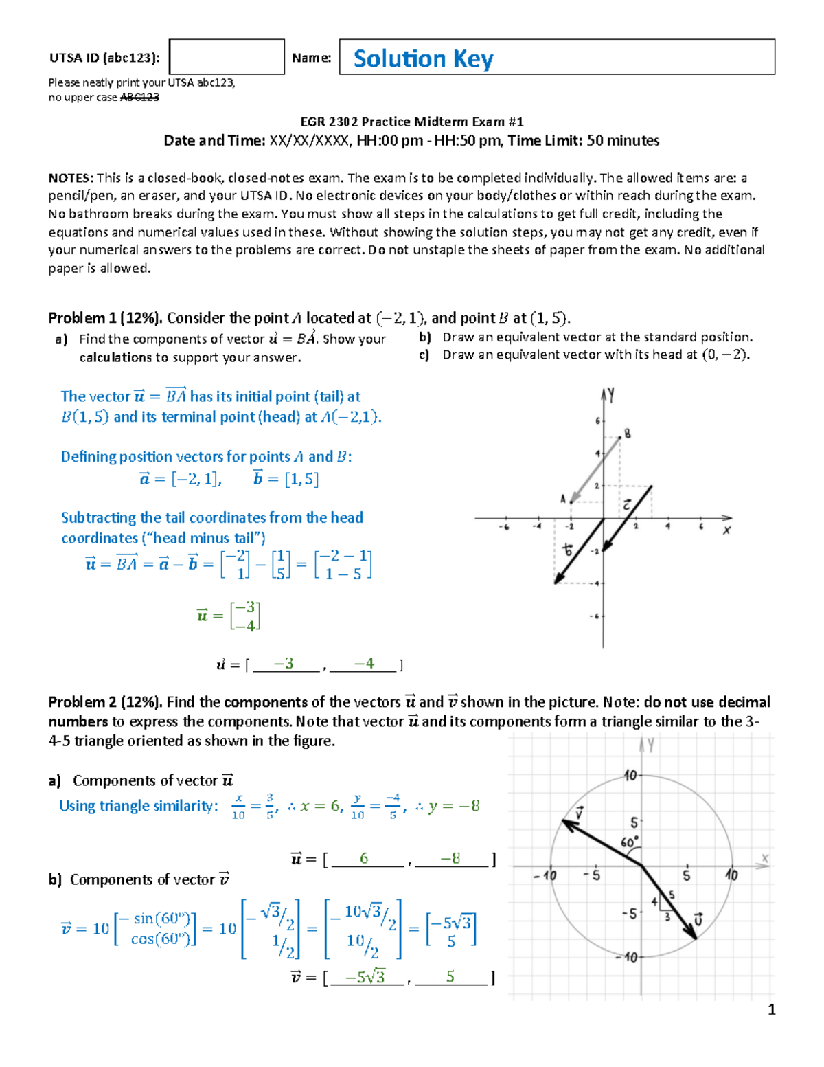 EGR 2302 Practice Midterm Exam Solutions and Notes - Studocu