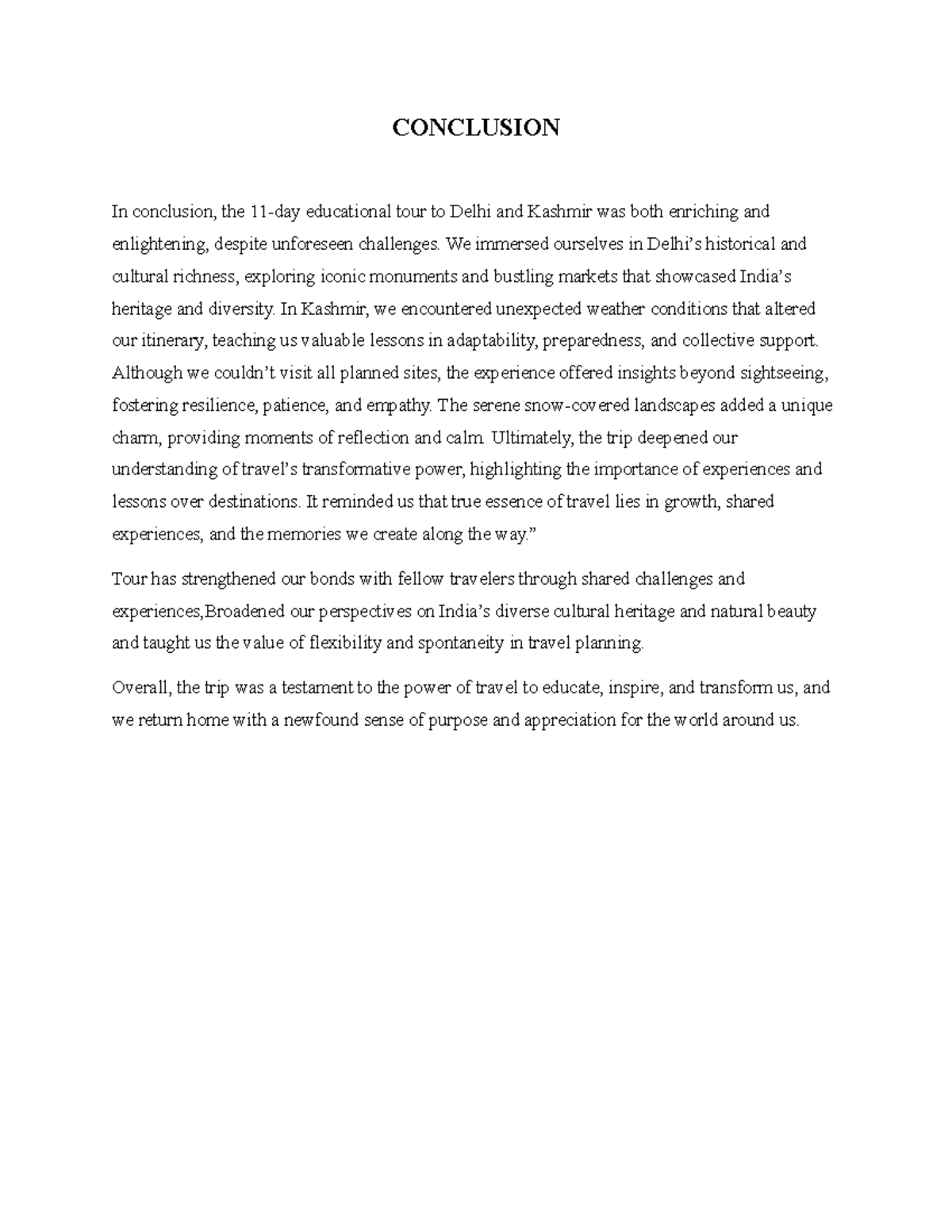 Conclusion - BBA Aviation Educational Tour Insights and Reflections ...