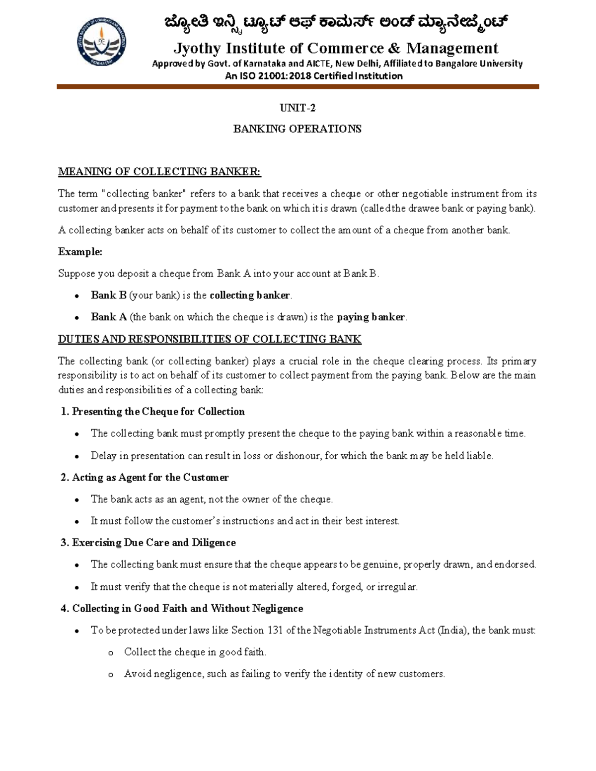 BLP 2: Notes on Collecting Banker and Holder for Value - Studocu