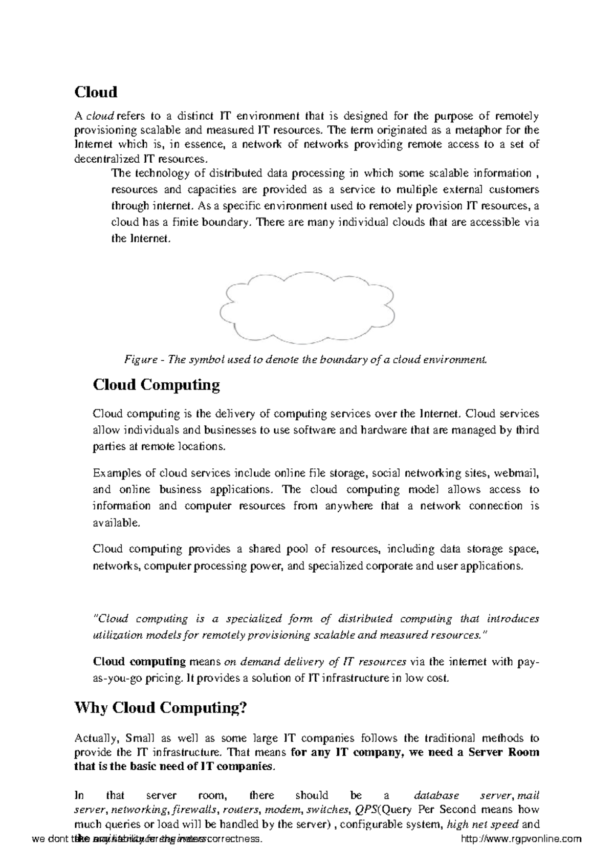 Cloud Computing Notes: Infrastructure, Benefits, and Models - Studocu