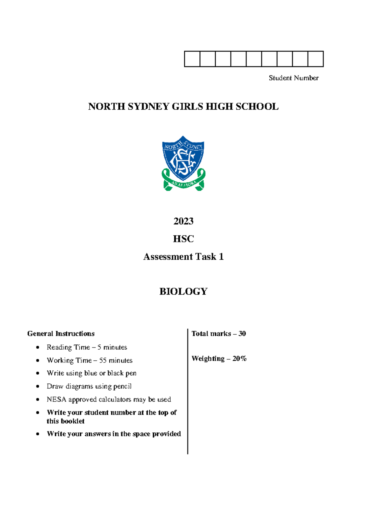 2023 HSC BIO Task 1 Assessment: Fertilisation & DNA Concepts - Studocu