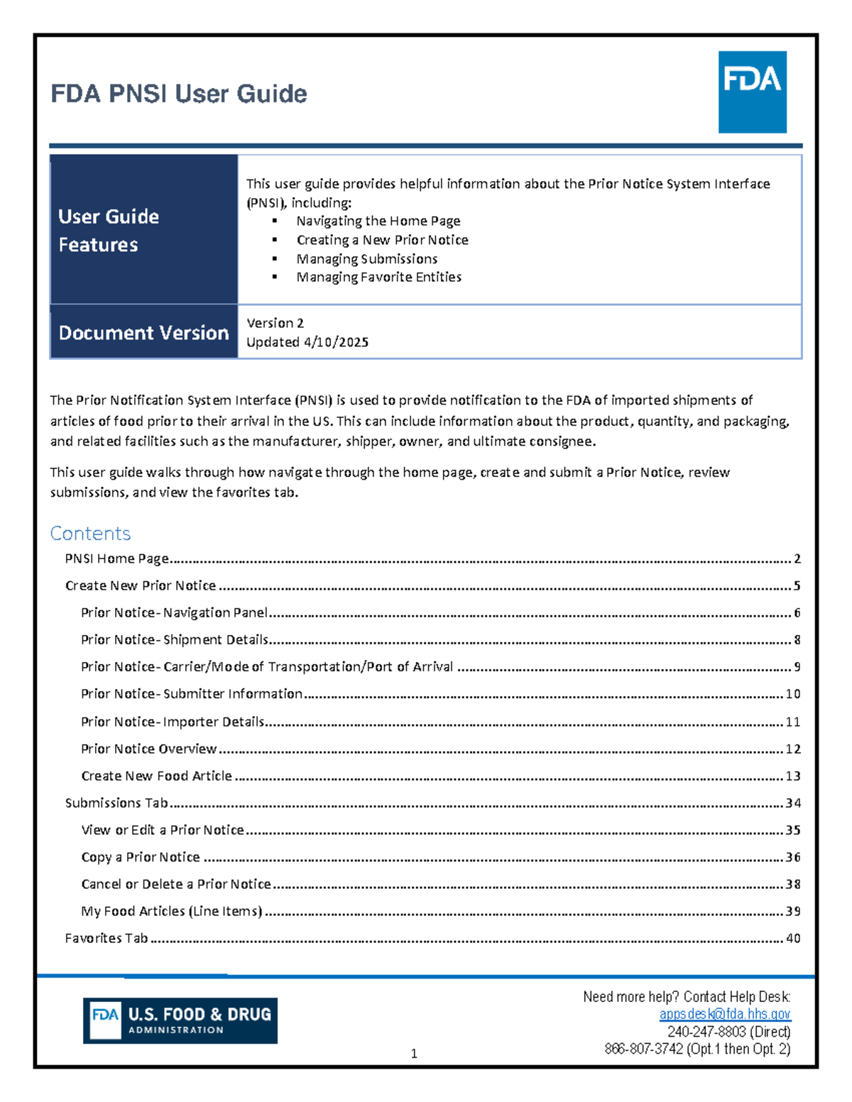 FDA PNSI User Guide: Navigating the Prior Notice System - Studocu